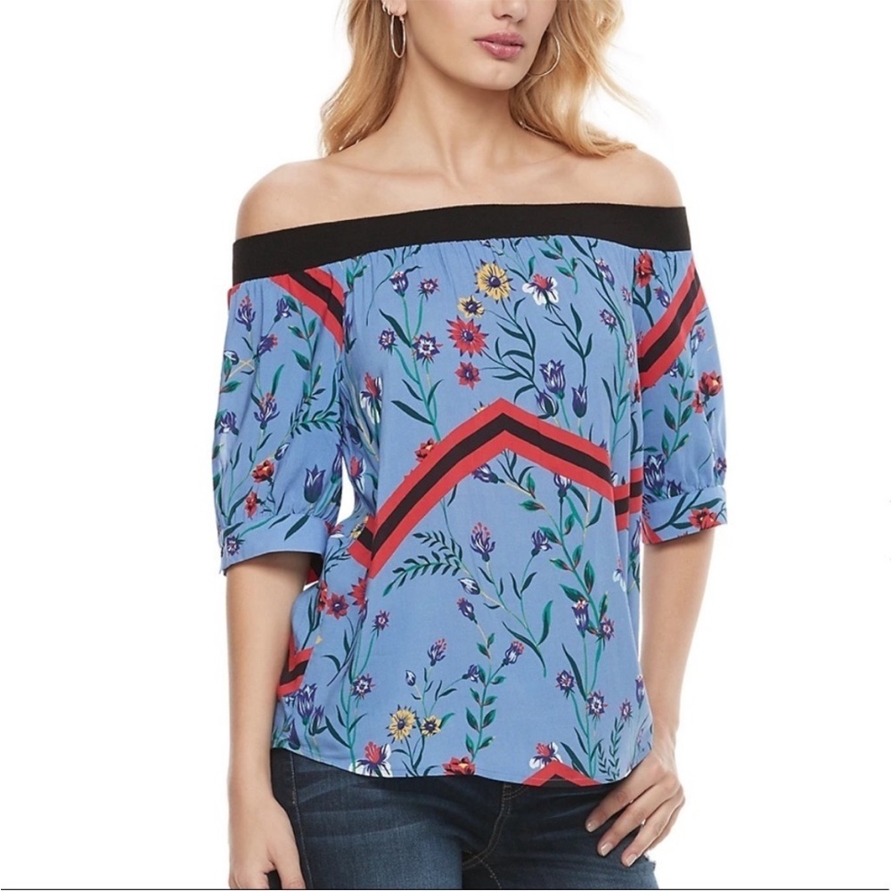 JUICY COUTURE Floral Print Off The Shoulder Top Size Medium
